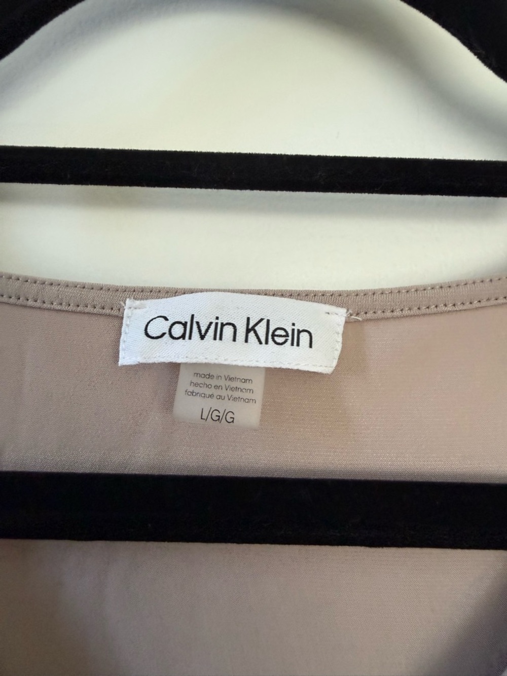 Calvin Klein Short Sleeve V-Neck Tee in Taupe Beige - Picture 2 of 3